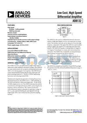 AD8132ARMZ datasheet - Low Cost, High Speed Differential Amplifier