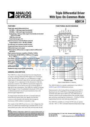 AD8134 datasheet - Triple Differential Driver With Sync-On-Common-Mode