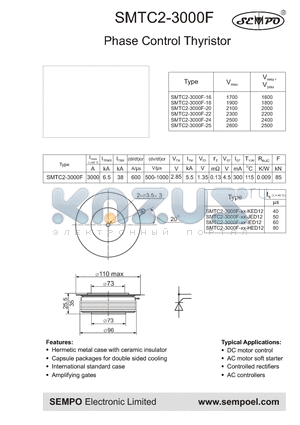 SMTC2-3000F-25 datasheet - PHASE CONTROL THYRISTOR