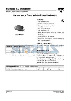 SMZG3788AHE3/5B datasheet - Surface Mount Power Voltage-Regulating Diodes