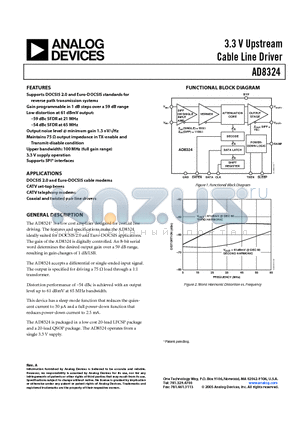 AD8324ACP datasheet - 3.3 V Upstream Cable Line Driver