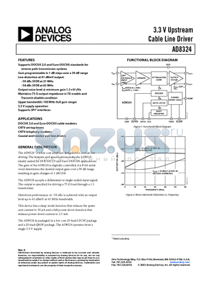 AD8324JRQ-EVAL datasheet - 3.3 V Upstream Cable Line Driver