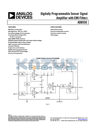 AD8556ARZ datasheet - Digitally Programmable Sensor Signal Amplifier with EMI Filters