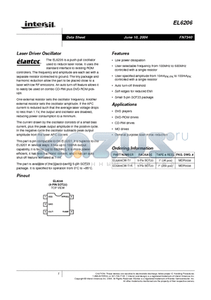 EL6206CW-T7A datasheet - Laser Driver Oscillator