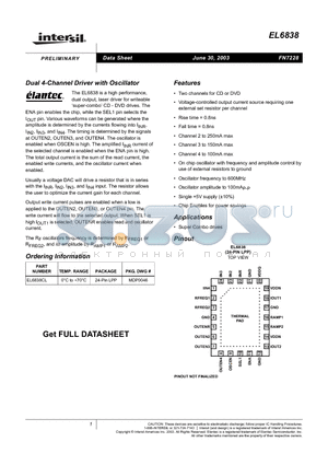 EL6838 datasheet - Dual 4-Channel Driver with Oscillator