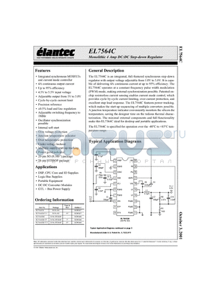 EL7464CRE-T13 datasheet - Monolithic 4 Amp DC:DC Step-down Regulator
