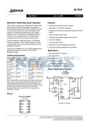 EL7535IY datasheet - Monolithic 350mA Step-Down Regulator