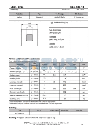 ELC-590-13 datasheet - LED - Chip