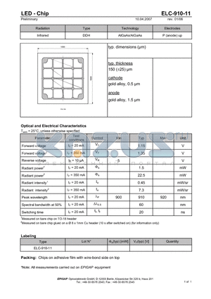ELC-910-11 datasheet - LED - Chip