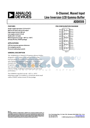 ADD8506WRUZ-REEL datasheet - 6-Channel, Muxed Input Line Inversion LCD Gamma Buffer