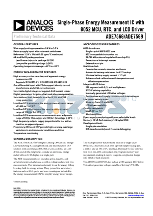 ADE7569ASTZF16-RL2 datasheet - Single-Phase Energy Measurement IC with 8052 MCU, RTC, and LCD Driver