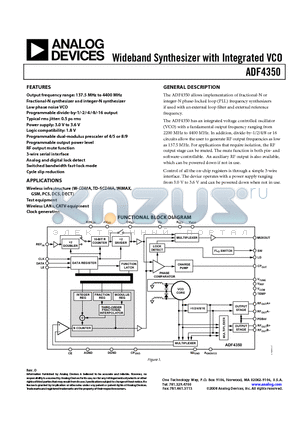 ADF4350BCPZ datasheet - Wideband Synthesizer with Integrated VCO