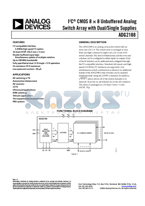 ADG2188BCPZ-HS-RL7 datasheet - IC CMOS 8  8 Unbuffered Analog Switch Array with Dual/Single Supplies