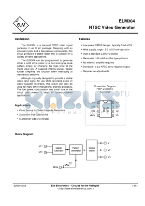 ELM304DSB datasheet - NTSC Video Generator