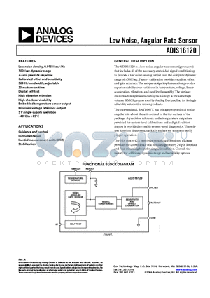 ADIS16120/PCB datasheet - Low Noise, Angular Rate Sensor