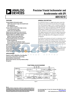 ADIS16210 datasheet - Precision Triaxial Inclinometer and Accelerometer with SPI