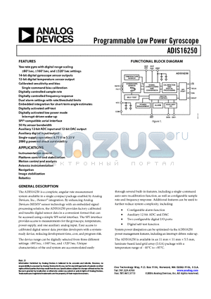 ADIS16250 datasheet - Programmable Low Power Gyroscope