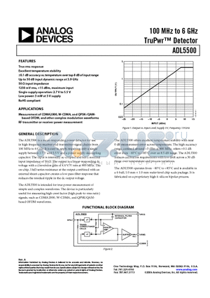 ADL5500-EVALZ datasheet - 100 MHz to 6 GHz TruPwr  Detector
