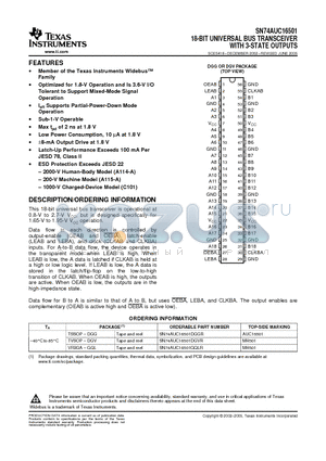 SN74AUC16501DGG datasheet - 18-BIT UNIVERSAL BUS TRANSCEIVER WITH 3-STATE OUTPUTS