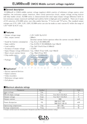 ELM99331B-S datasheet - CMOS Middle current voltage regulator