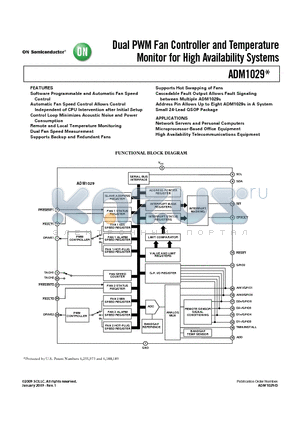 ADM1029 datasheet - Dual PWM Fan Controller and Temperature Monitor for High Availability Systems