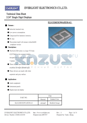 ELS-2326USOWA/S530-A3 datasheet - 2.24 Single Digit Displays