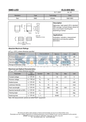 ELS-655-893 datasheet - SMD-LED