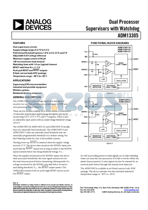 ADM13305 datasheet - Dual Processor Supervisors with Watchdog