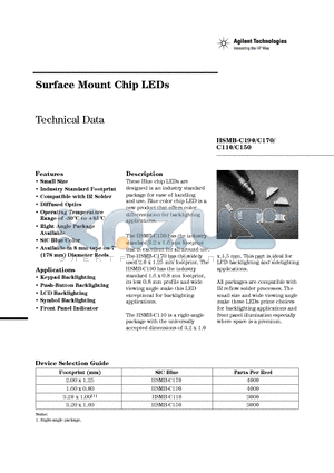 HSMB-C190 datasheet - Surface Mount Chip LEDs