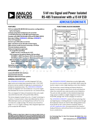 ADM2687EBRIZ-RL7 datasheet - 5 kV rms Signal and Power Isolated