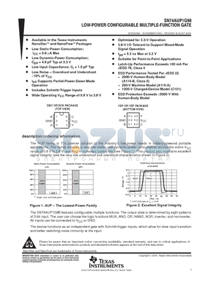 SN74AUP1G98YEPR datasheet - LOW-POWER CONFIGURABLE MULTIPLE-FUNCTION GATE