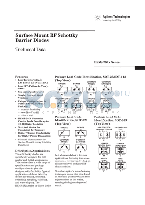 HSMS-2820-TR1 datasheet - Surface Mount RF Schottky Barrier Diodes