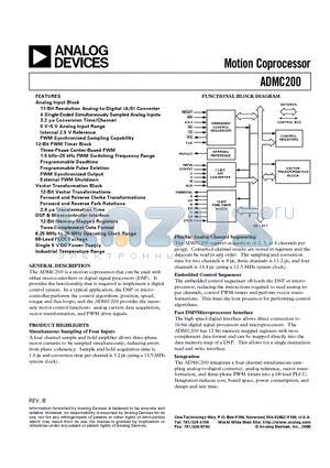 ADMC200 datasheet - Motion Coprocessor