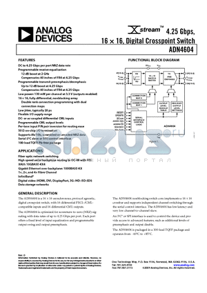 ADN4604-EVALZ datasheet - 4.25 Gbps, 16  16, Digital Crosspoint Switch