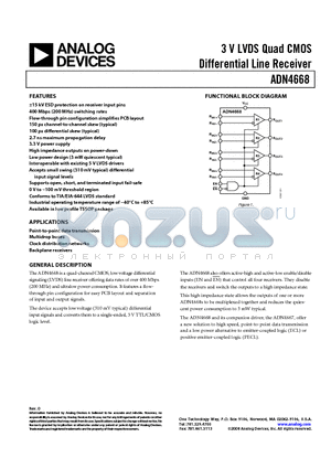 ADN4668ARUZ-REEL7 datasheet - 3 V LVDS Quad CMOS Differential Line Receiver