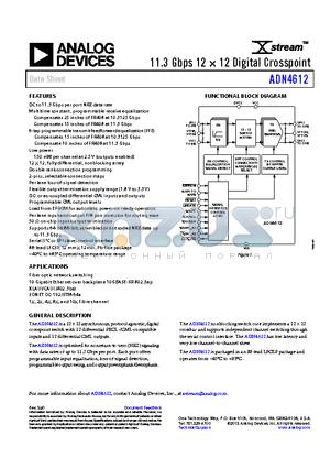 ADN4612 datasheet - 11.3 Gbps 12X12 Digital Crosspoint