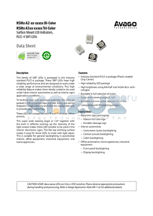 HSMX-A3XX-XXXXX datasheet - Surface Mount LED Indicators, PLCC-4 SMT LEDs