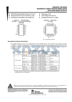 SN74HC03N3 datasheet - QUADRUPLE2-INPUT POSITIVE-AND GATES WITH OPEN-DRAIN OUTPUTS