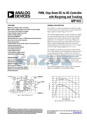 ADP1822 datasheet - PWM, Step-Down DC-to-DC Controller with Margining and Tracking