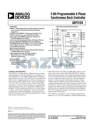 ADP3164JRU datasheet - 5-Bit Programmable 4-Phase Synchronous Buck Controller