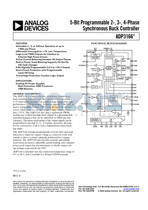 ADP3166JRU-REEL datasheet - 5-Bit Programmable 2-, 3-, 4-Phase Synchronous Buck Controller