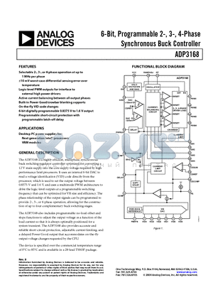 ADP3168JRU-REEL datasheet - 6-Bit, Programmable 2-, 3-, 4-Phase Synchronous Buck Controller