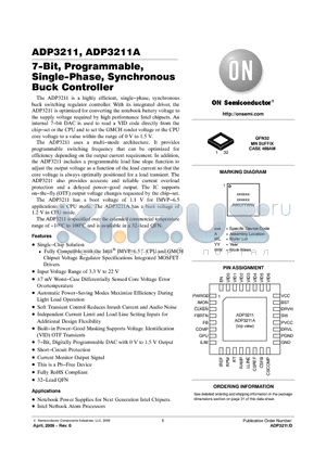 ADP3211 datasheet - 7-Bit, Programmable, Single-Phase, Synchronous Buck Controller