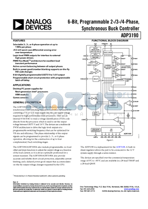 ADP3190AJRUZ-RL datasheet - 6-Bit, Programmable 2-/3-/4-Phase, Synchronous Buck Controller