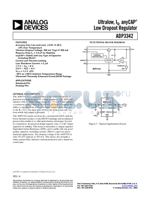 ADP3342JRM-REEL7 datasheet - Ultralow, IQ, anyCAP  Low Dropout Regulator