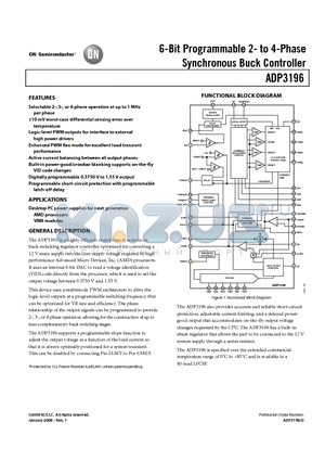 ADP3196 datasheet - 6-Bit Programmable 2- to 4-Phase Synchronous Buck Controller