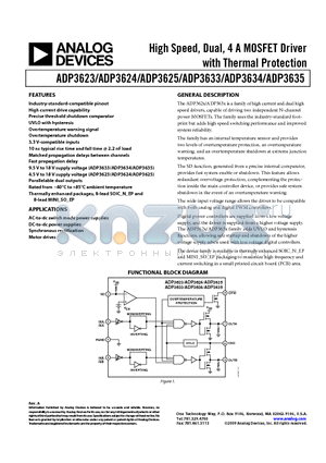 ADP3635 datasheet - High Speed, Dual, 4 A MOSFET Driver with Thermal Protection