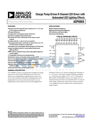 ADP8866 datasheet - Charge Pump Driven 9-Channel LED Driver with Automated LED Lighting Effects