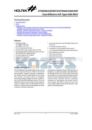 HT46R46_08 datasheet - Cost-Effective A/D Type 8-Bit MCU