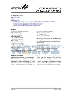 HT46R51A_09 datasheet - A/D Type 8-Bit OTP MCU